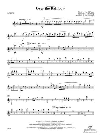 Over the Rainbow (from The Wizard of Oz), Variations on: Flute