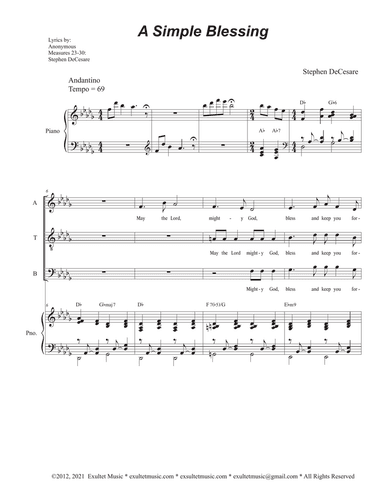 A Simple Blessing (Vocal Quartet - (SATB)