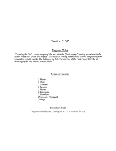 Love Was My Lord and King!: 3. Crossing the Bar (Downloadable TTBB Chamber Orchestra Score)