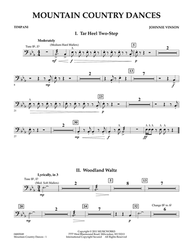Mountain Country Dances - Timpani