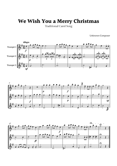We Wish you a Merry Christmas for Trumpet Trio