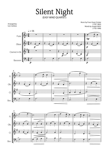 "Silent Night" (Easy Woodwind Quartet)