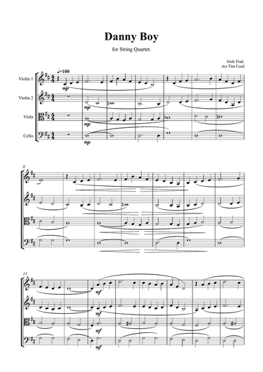 Danny Boy for String Quartet