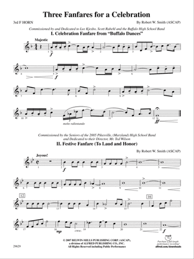 Three Fanfares for a Celebration: 3rd F Horn