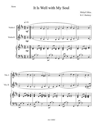 It Is Well with My Soul (Violin Duet with Piano Accompaniment)