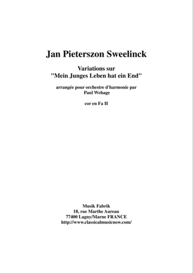 Jan Pieterszoon Sweelinck/Paul Wehage - Variations on "Mein Juges Leben hat ein ende- arranged for