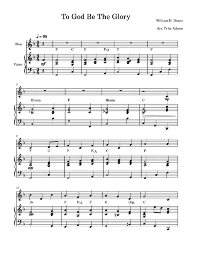 To God Be The Glory (Oboe Solo and Piano)