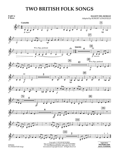 Two British Folk Songs (arr. Robert Longfield) - Pt.4 - F Horn