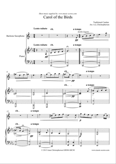 Carol of the Birds - Baritone Sax and Piano
