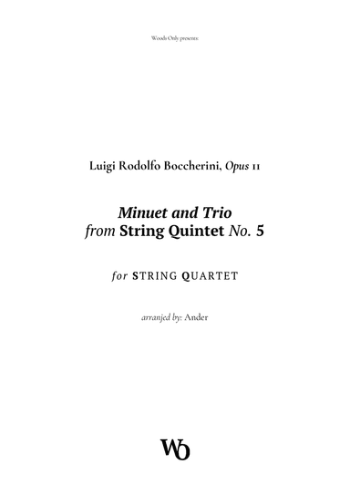 Minuet by Boccherini for String Quartet