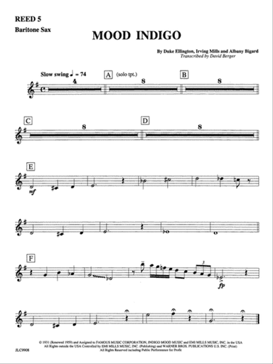 Mood Indigo: E-flat Baritone Saxophone