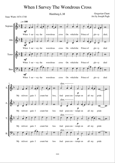 When I Survey The Wondrous Cross(SATB)