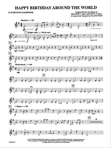 Happy Birthday Around the World: E-flat Baritone Saxophone