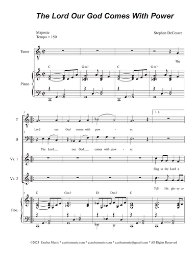 The Lord Our God Comes With Power (Duet for Tenor and Bass solo)