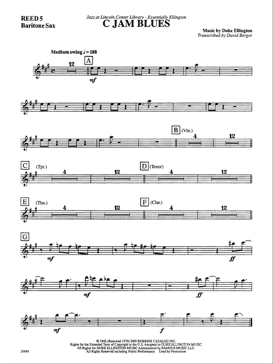 C Jam Blues: E-flat Baritone Saxophone