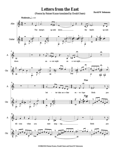 Letters from the East for alto and guitar