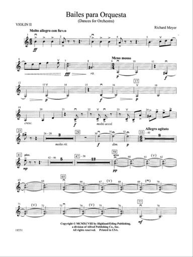 Bailes para Orquesta (For Two Solo Violins and String Orchestra): 2nd Violin