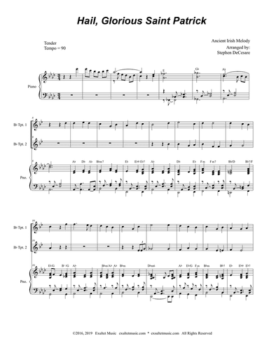 Hail, Glorious Saint Patrick (Duet for Bb-Trumpet)