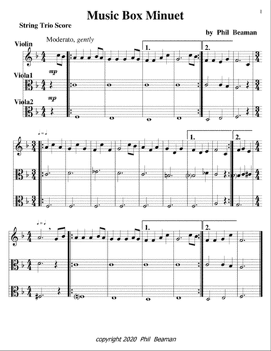 Music Box Minuet-1 Violin-2 Viola trio