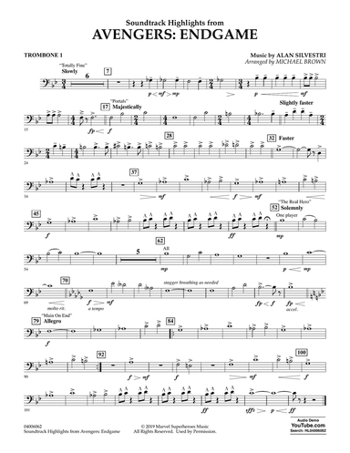 Soundtrack Highlights from Avengers: Endgame (arr. Michael Brown) - Trombone 1