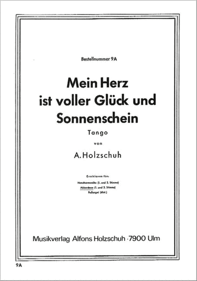 Mein Herz ist voller Glück und Sonnenschein, Tango