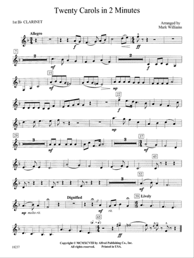 Twenty Carols in 2 Minutes: 1st B-flat Clarinet