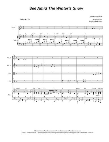 See Amid The Winter's Snow (String Quartet and Piano)
