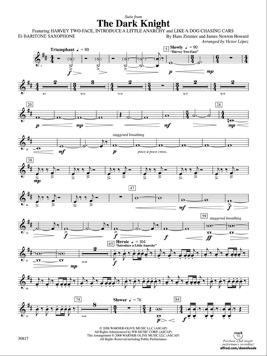 The Dark Knight, Suite from: E-flat Baritone Saxophone