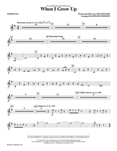 When I Grow Up (from Matilda: The Musical) (arr. Roger Emerson) - Tenor Saxophone