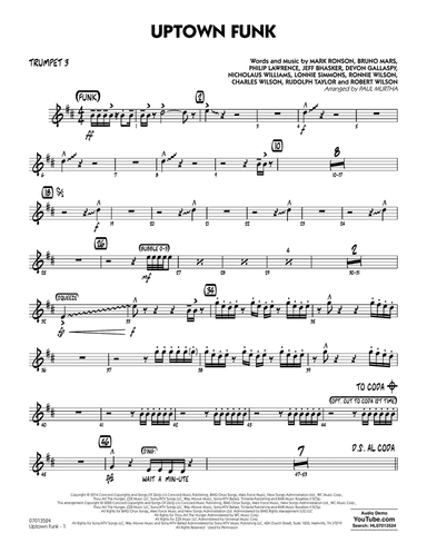 Uptown Funk (feat. Bruno Mars) (arr. Paul Murtha) - Trumpet 3