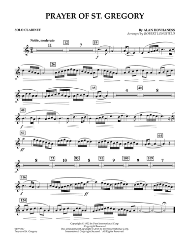 Prayer of St. Gregory (Educational Edition) - Solo Bb Clarinet