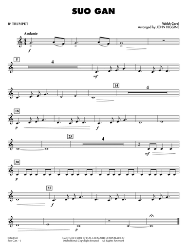 Suo Gân (arr. John Higgins) - Bb Trumpet