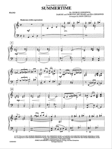 Summertime: Piano Accompaniment