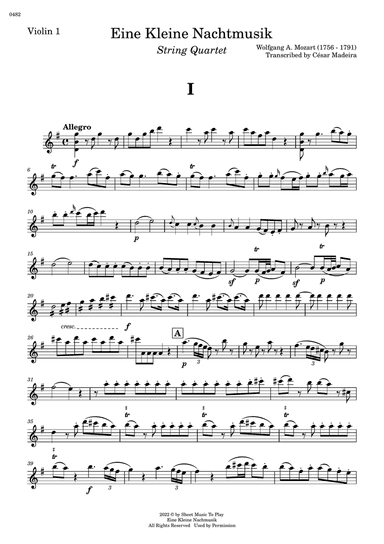 Eine Kleine Nachtmusik (1 mov.) - String Quartet (Individual Parts)