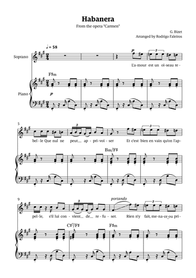 Habanera (for soprano - F# minor/major)