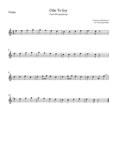 Ode To Joy (from Beethoven's 9th Symphony) for Violin Solo