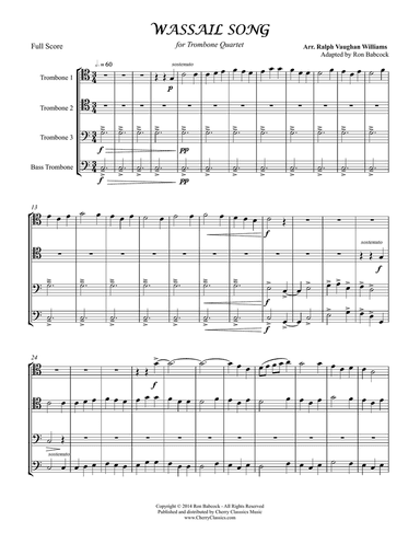 Wassail Song for Trombone Quartet