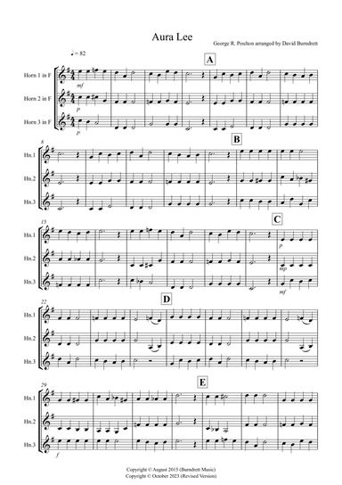 Aura Lee for Horn Trio