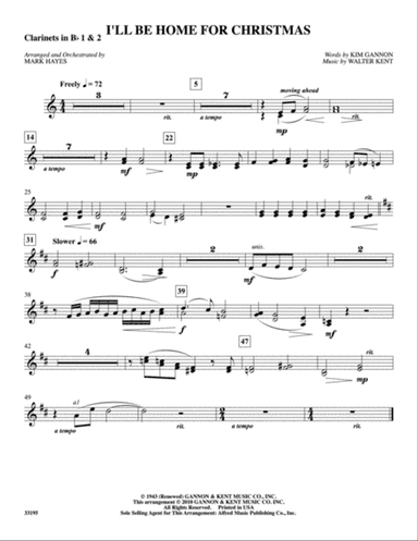 I'll Be Home for Christmas: 1st & 2nd B-flat Clarinets
