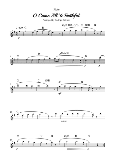 O Come All Ye Faithful (for flute solo)