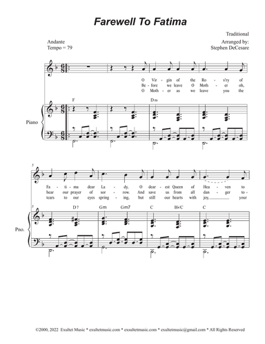 Farewell To Fatima (Unison choir)