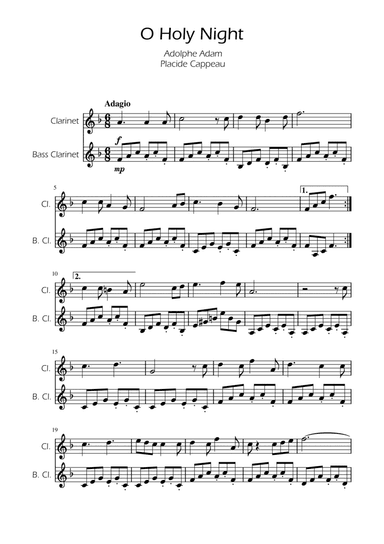 O Holy Night - Clarinet Duet