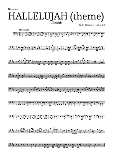 Aleluia (HALLELUJAH), of the Messiah - for Bassoon Saxophone and accompaniment