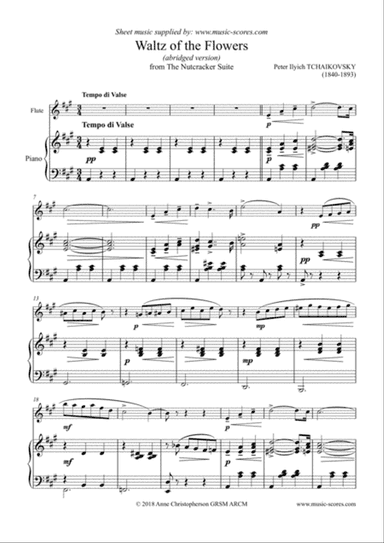 Nutcracker Suite: Waltz of The Flowers - Flute and Piano