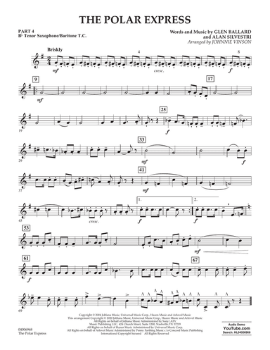 The Polar Express (arr. Johnnie Vinson) - Pt.4 - Bb Tenor Sax/Bar. T.C.