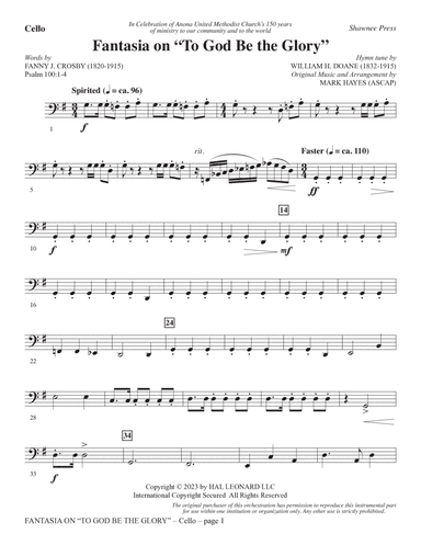 Fantasia On "To God Be The Glory" - Cello