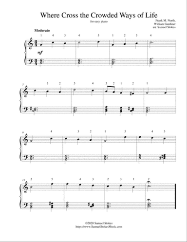 Where Cross the Crowded Ways of Life - for easy piano