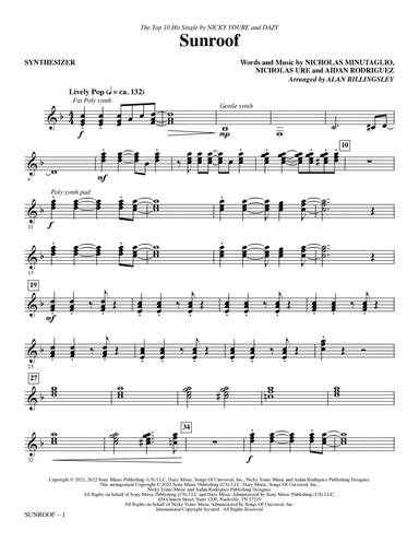 Sunroof (arr. Alan Billingsley) - Synthesizer