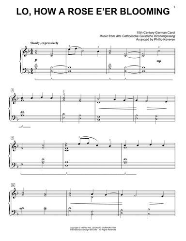 Lo, How A Rose E'er Blooming (arr. Phillip Keveren)