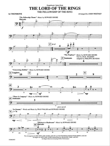 The Lord of the Rings: The Fellowship of the Ring, Symphonic Suite from: 1st Trombone